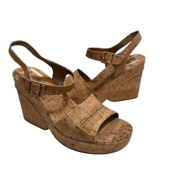 NEW Korks Kork Ease Bardot II Sandal Platform Wedge‎ Cork Natural Size 10 - Picture 3 of 6